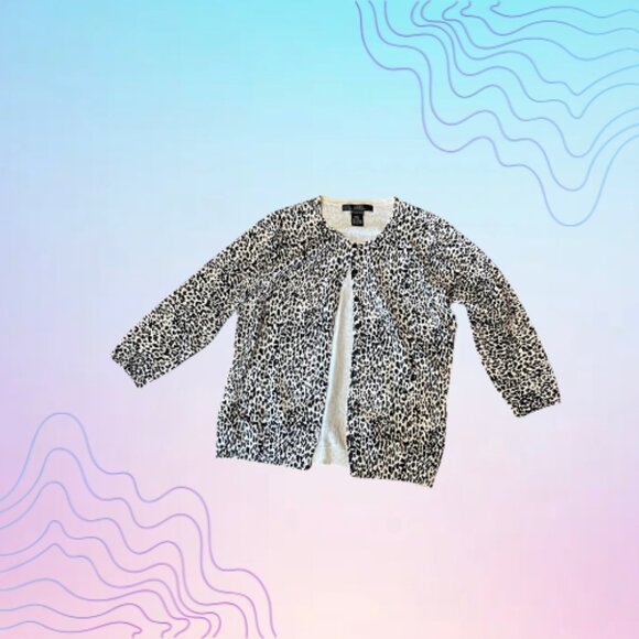 SILX Women’s Small Black & White Leopard Print Cardigan - Picture 1 of 3